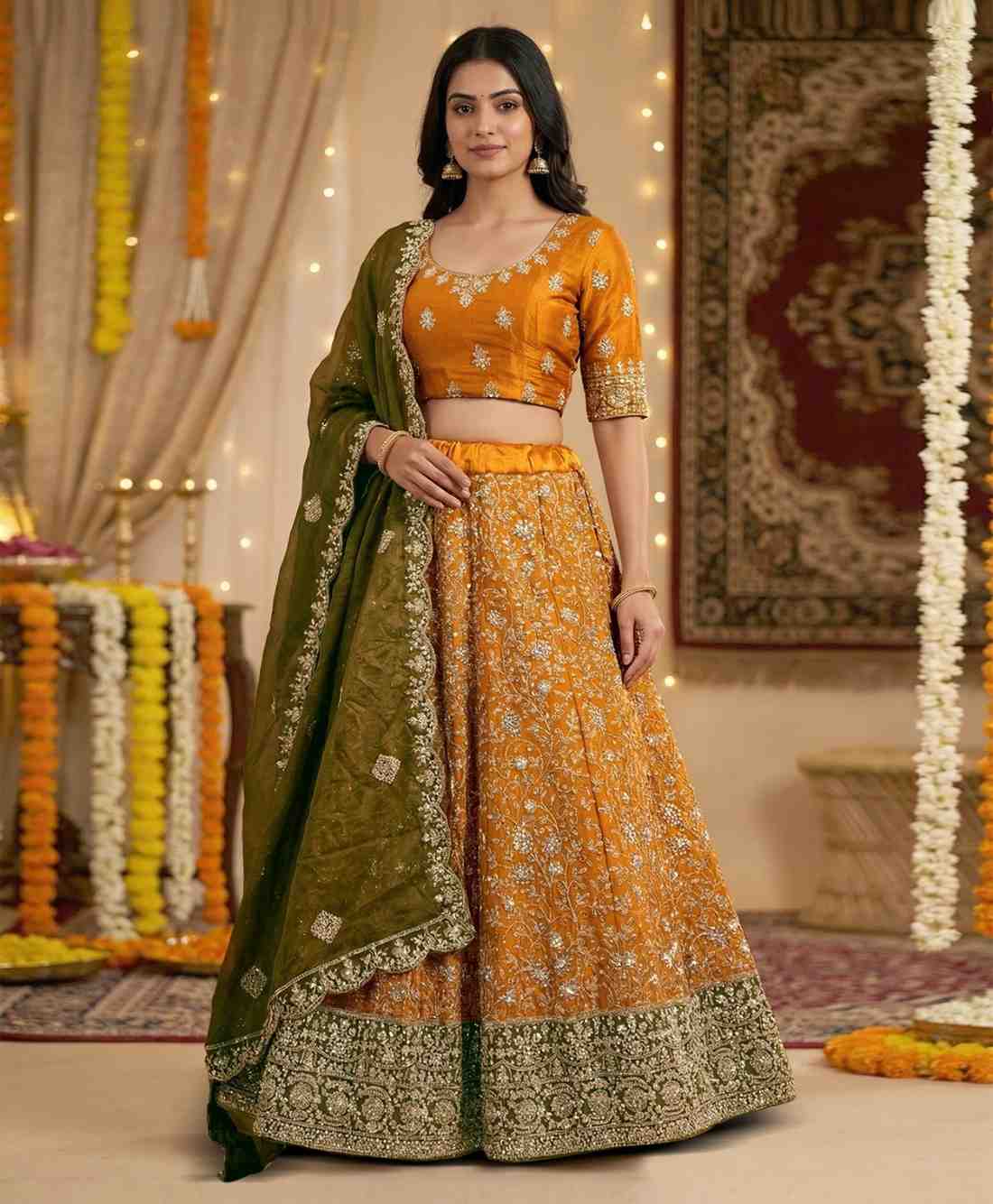 Elegant Floral Embroidered Lehenga